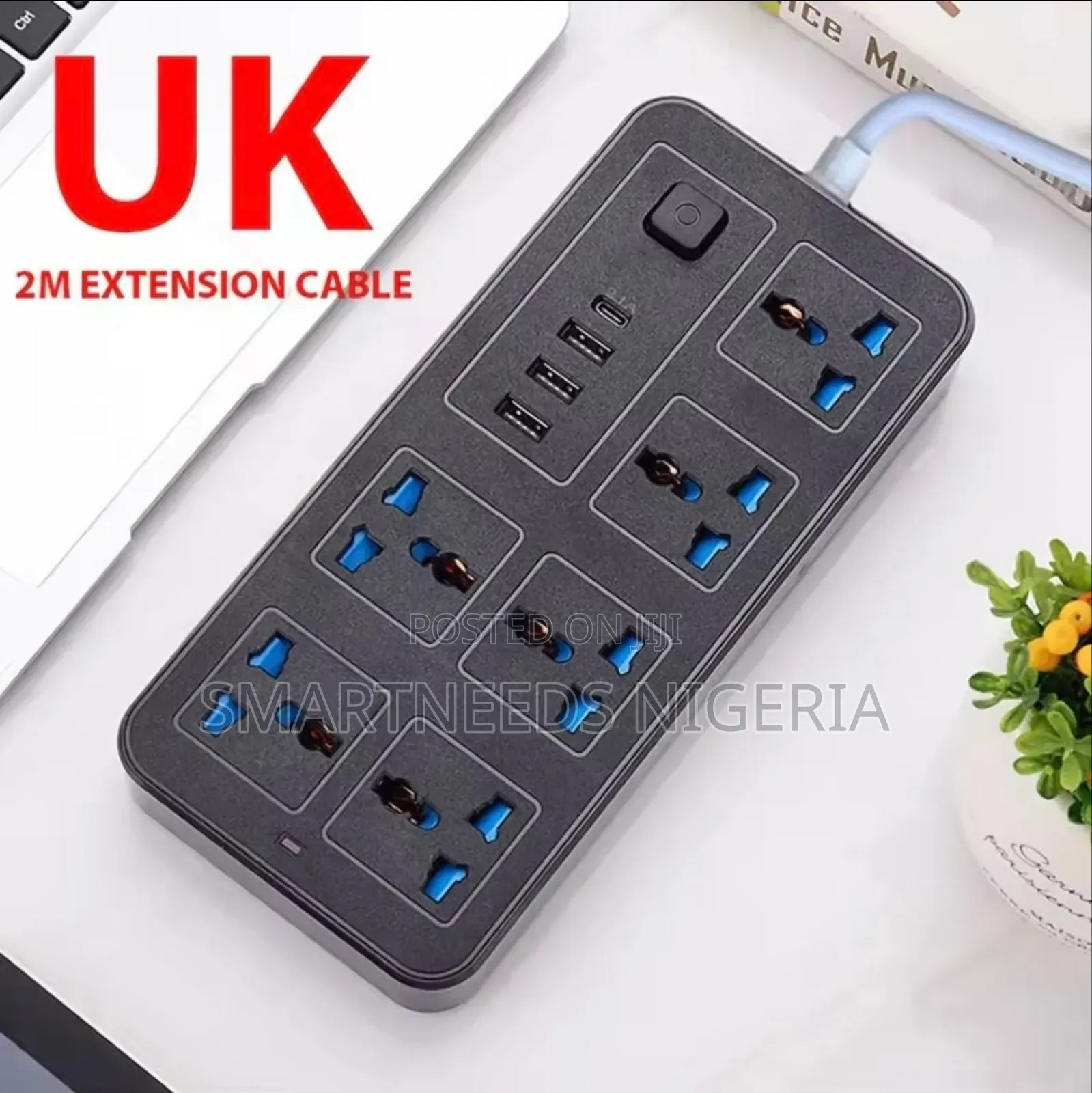 6-Gang Uk Plug Extension Box With 10a Rated Current, Usb Sockets