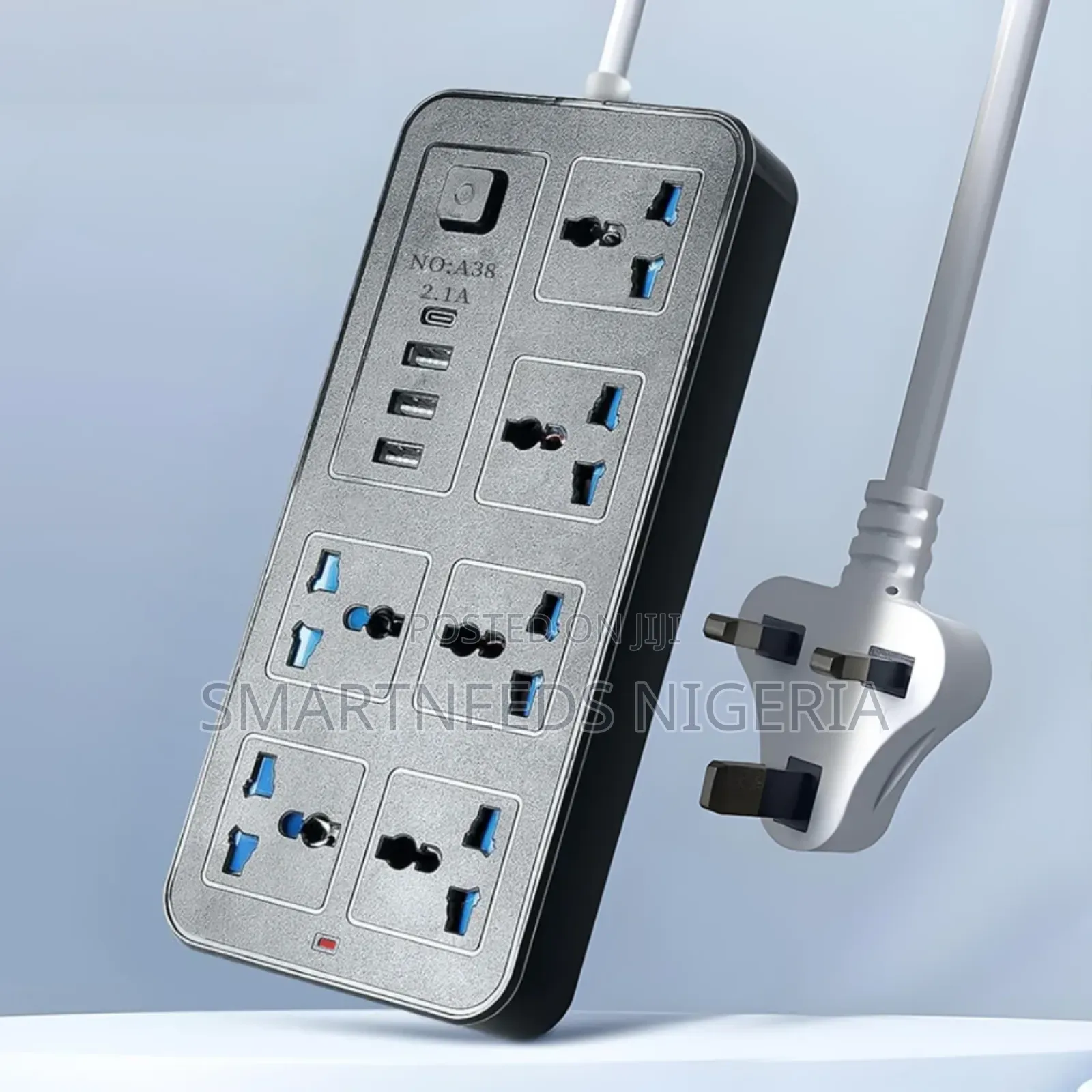 6-Gang Uk Plug Extension Box With 10a Rated Current, Usb Sockets