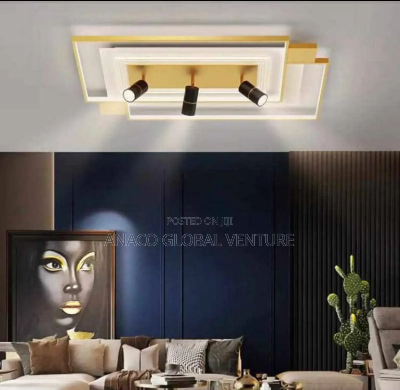 Classic Led Flush Chandelier Light With 3 Colour Light
