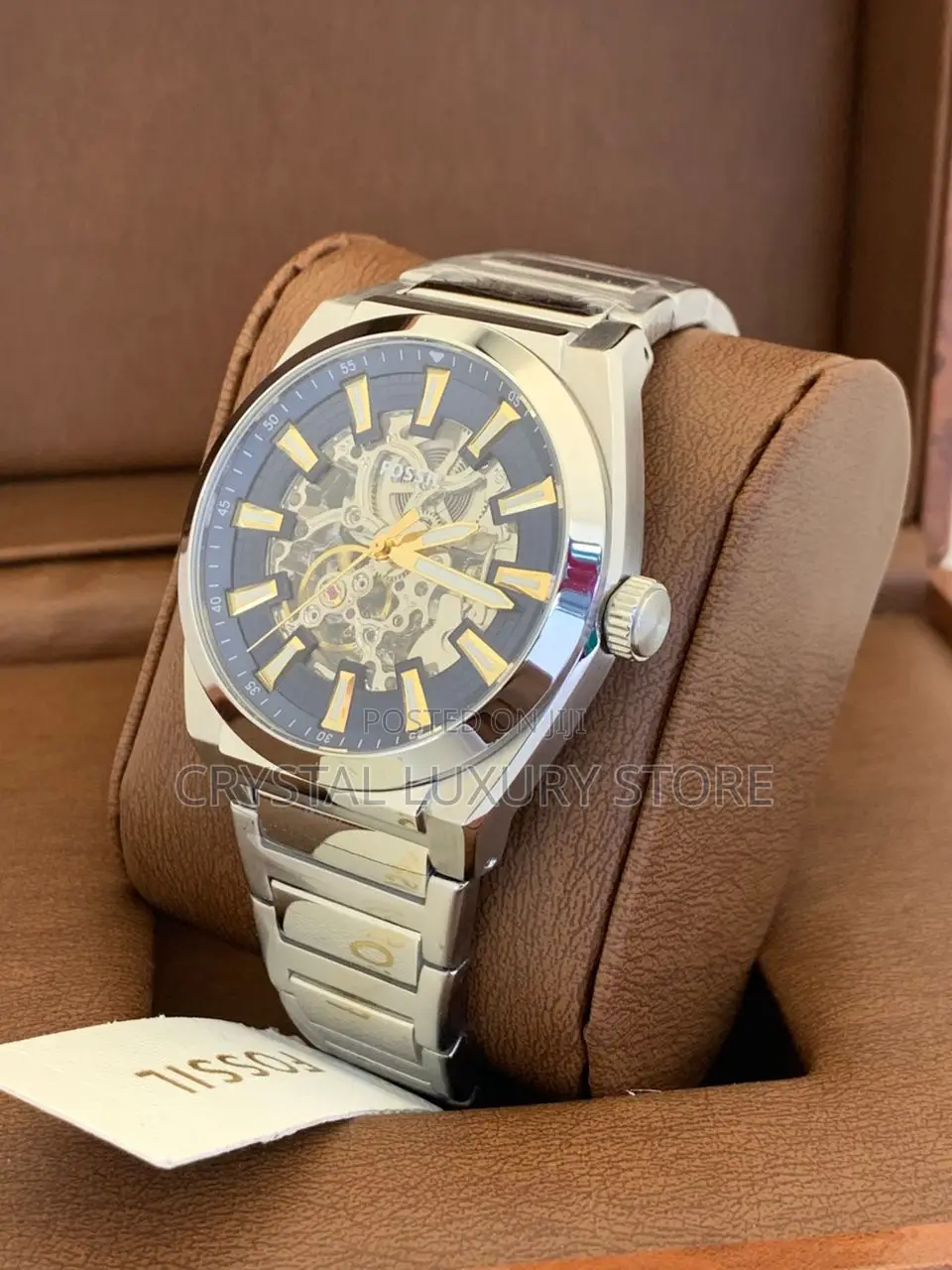 Fossil Titanium Quality Luxury Men Chronograph Chain Strap Wristwatch