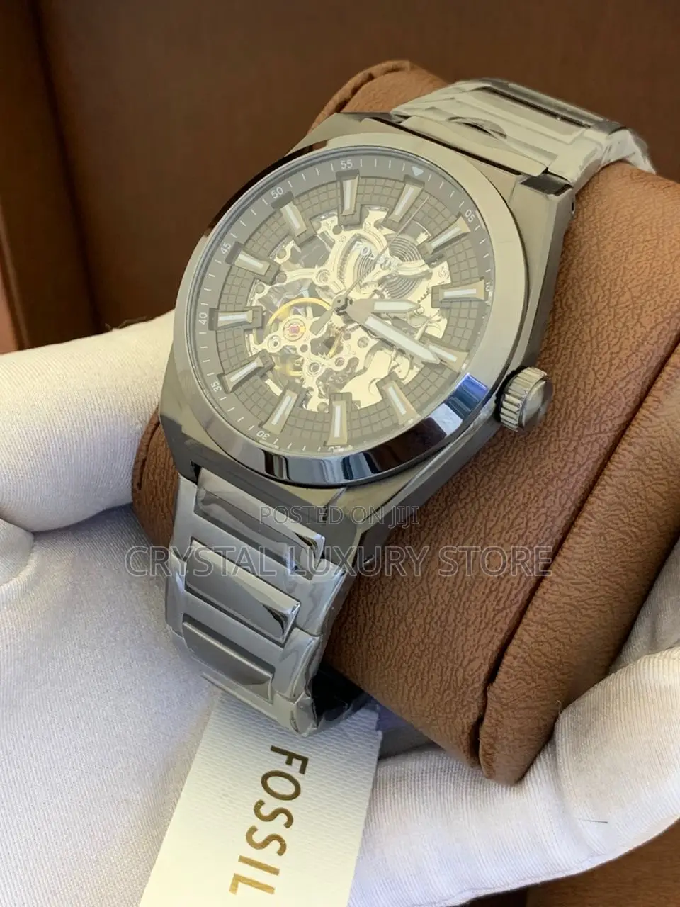 Fossil Titanium Quality Luxury Men Chronograph Chain Strap Wristwatch