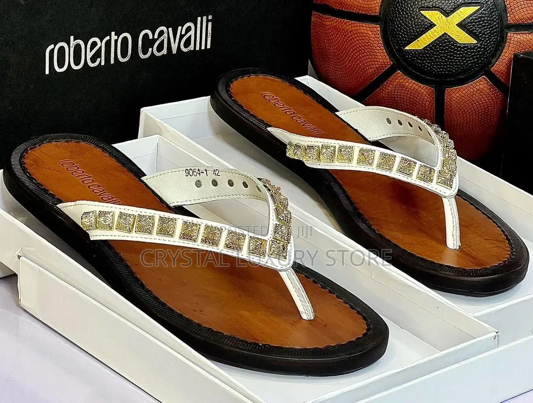 Roberto Cavalli Quality Luxury Men Genuine Leather Slippers