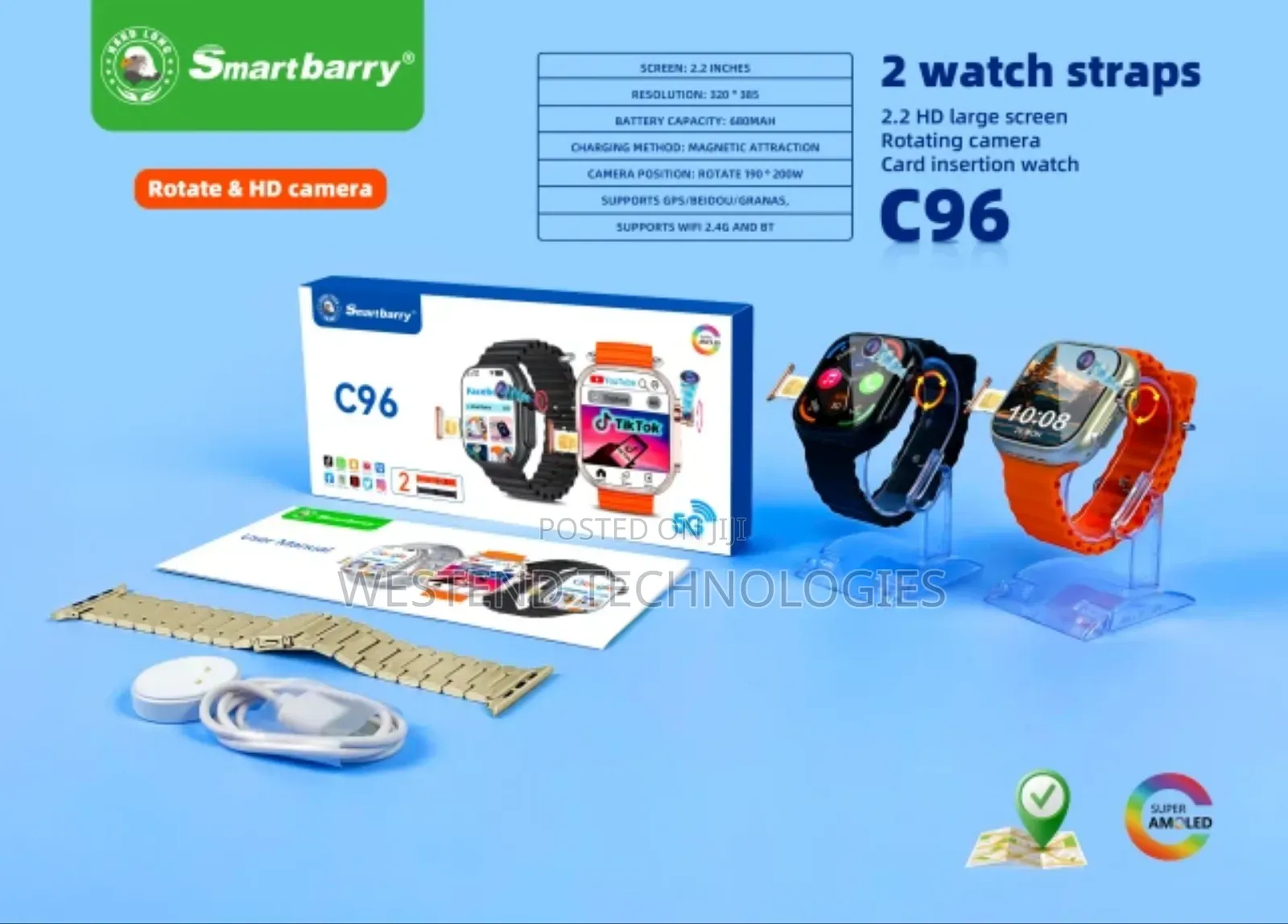 Smartbarry 5g Sim Support Smart Watch 6gb Ram 64gb Memory Amoled Scree