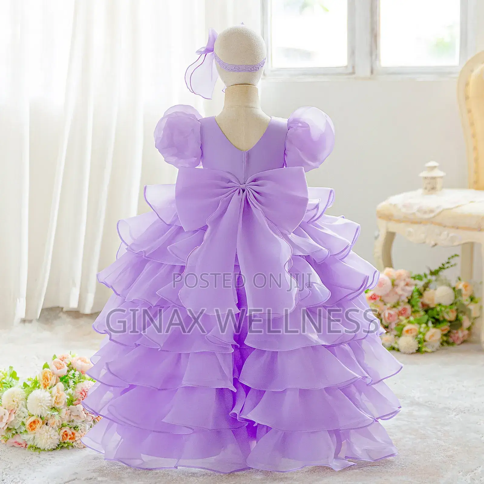 Luxury Puff-Sleeve Princess Dress With Matching Headband