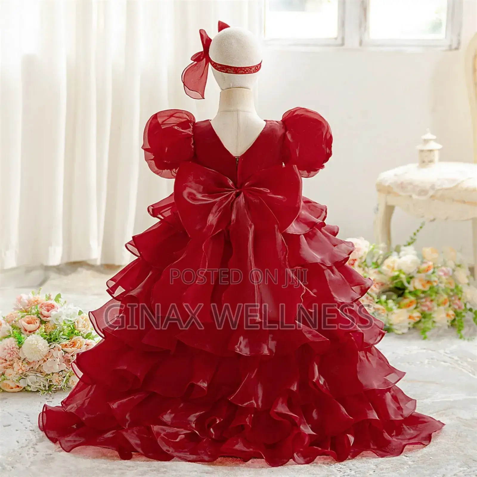 Luxury Puff-Sleeve Princess Dress With Matching Headband