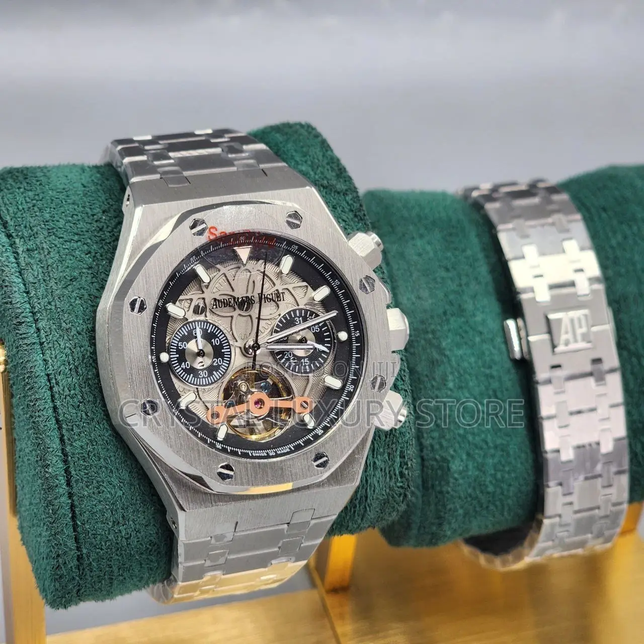 Audemars Piguet Quality Luxury Chronograph Chain Strap Wristwatch