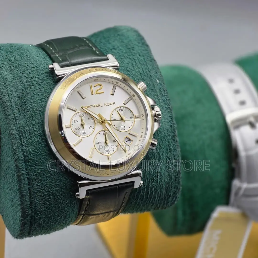 Michael Kors Quality Luxury Men Chronograph Genuine Leather Wristwatch