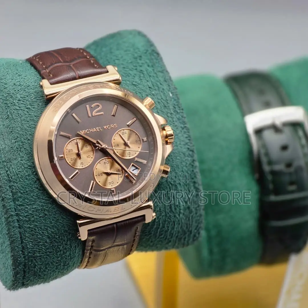 Michael Kors Quality Luxury Men Chronograph Genuine Leather Wristwatch