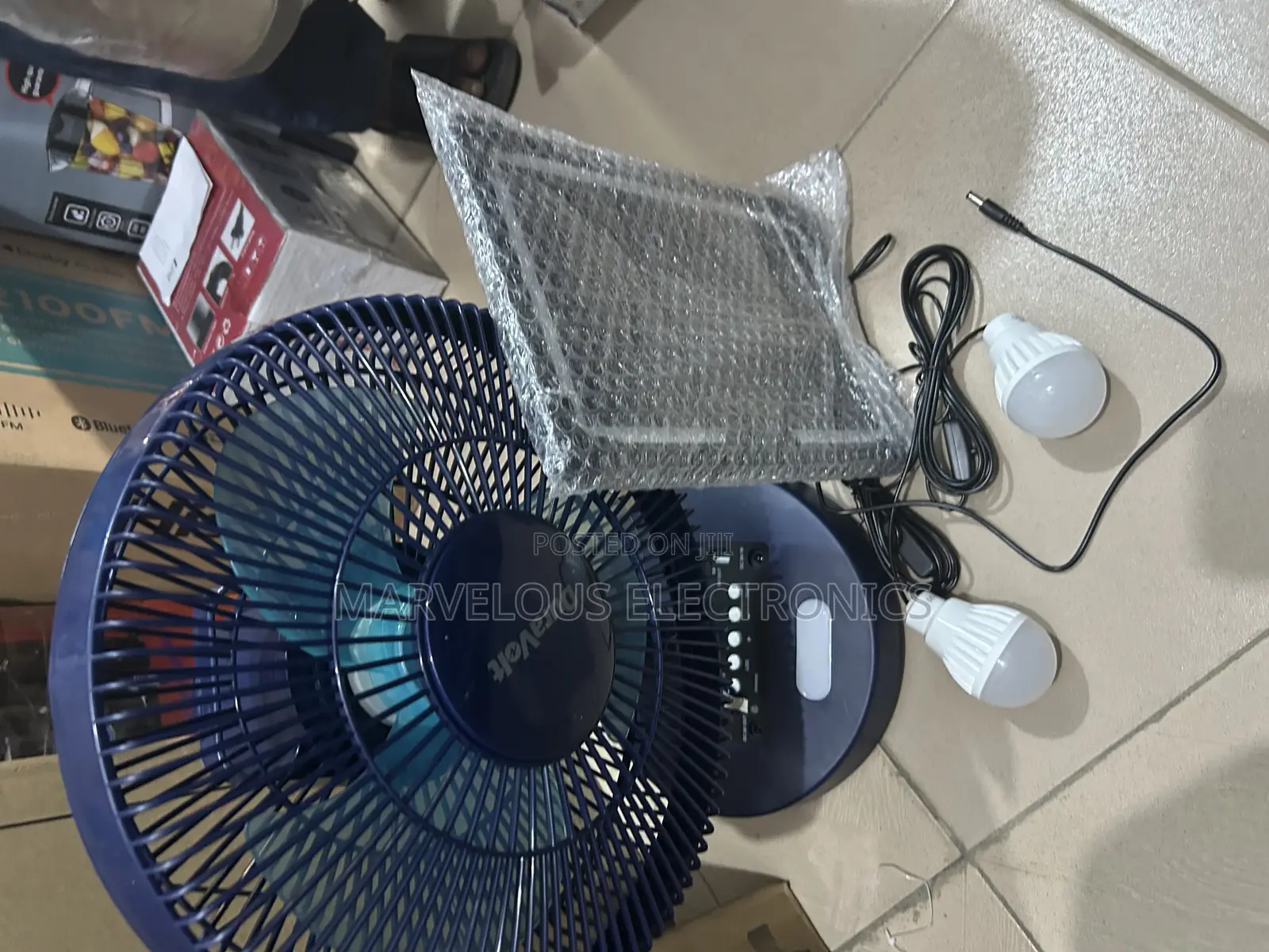 Brand New Duravolt 12inch Table Rechargeable Fan With Solar Panel
