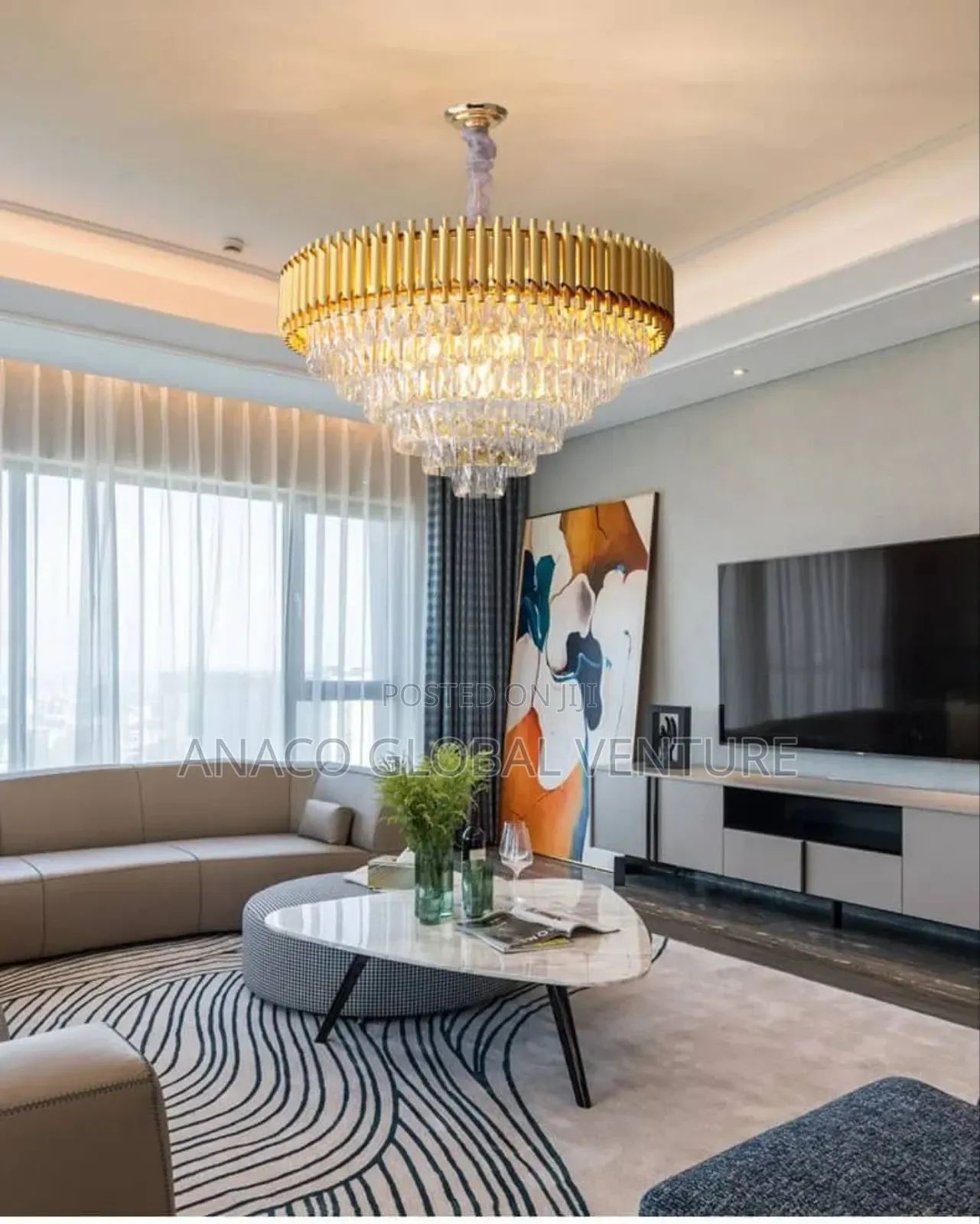 Size 600mm Crystal Chandelier Available in Gold, Black and Silver Bdy