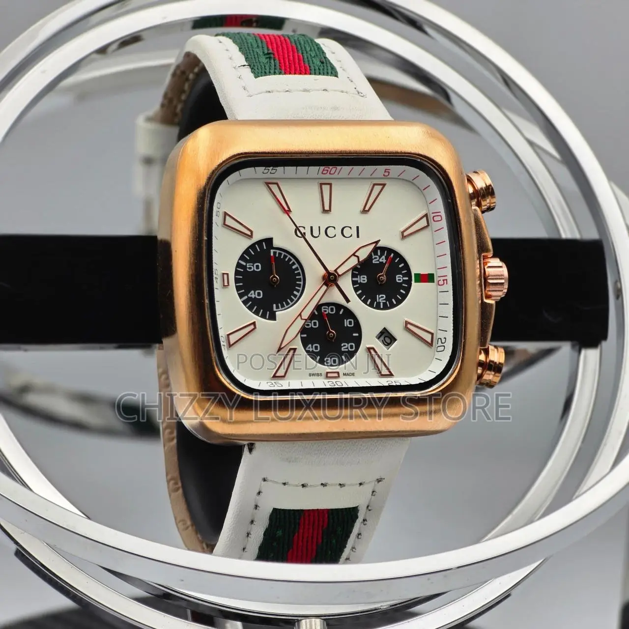 Gucci Quality Luxury Men Rubber Strap Wristwatch