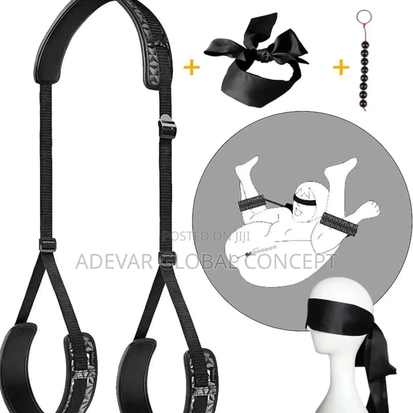 3 Sets Leg Splitter Blind Anal Plug Bead BDSM Women Sex Toy Restraint
