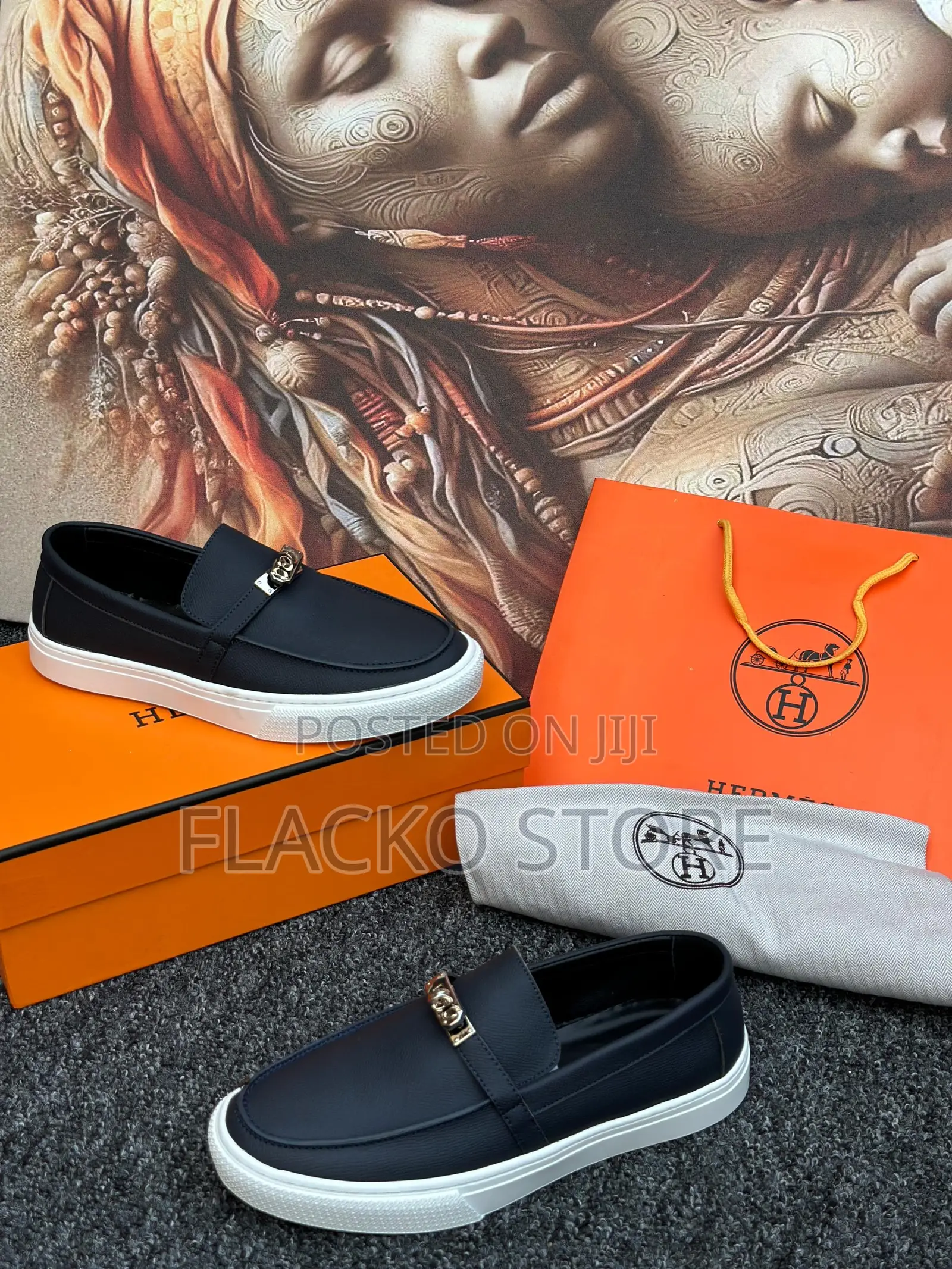 Original Hermes Casual Leather Sneakers