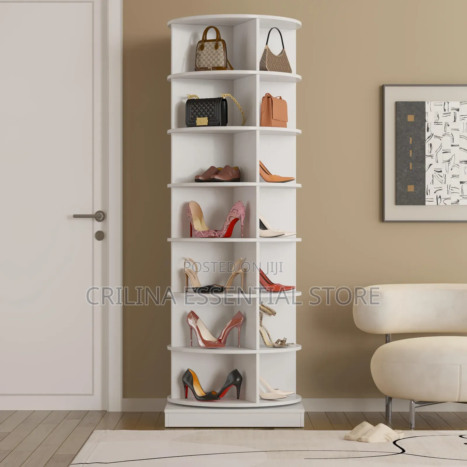 360 Rotating Modern Tall Shoe Rack 7 Layer. (Plus Free Delivery)