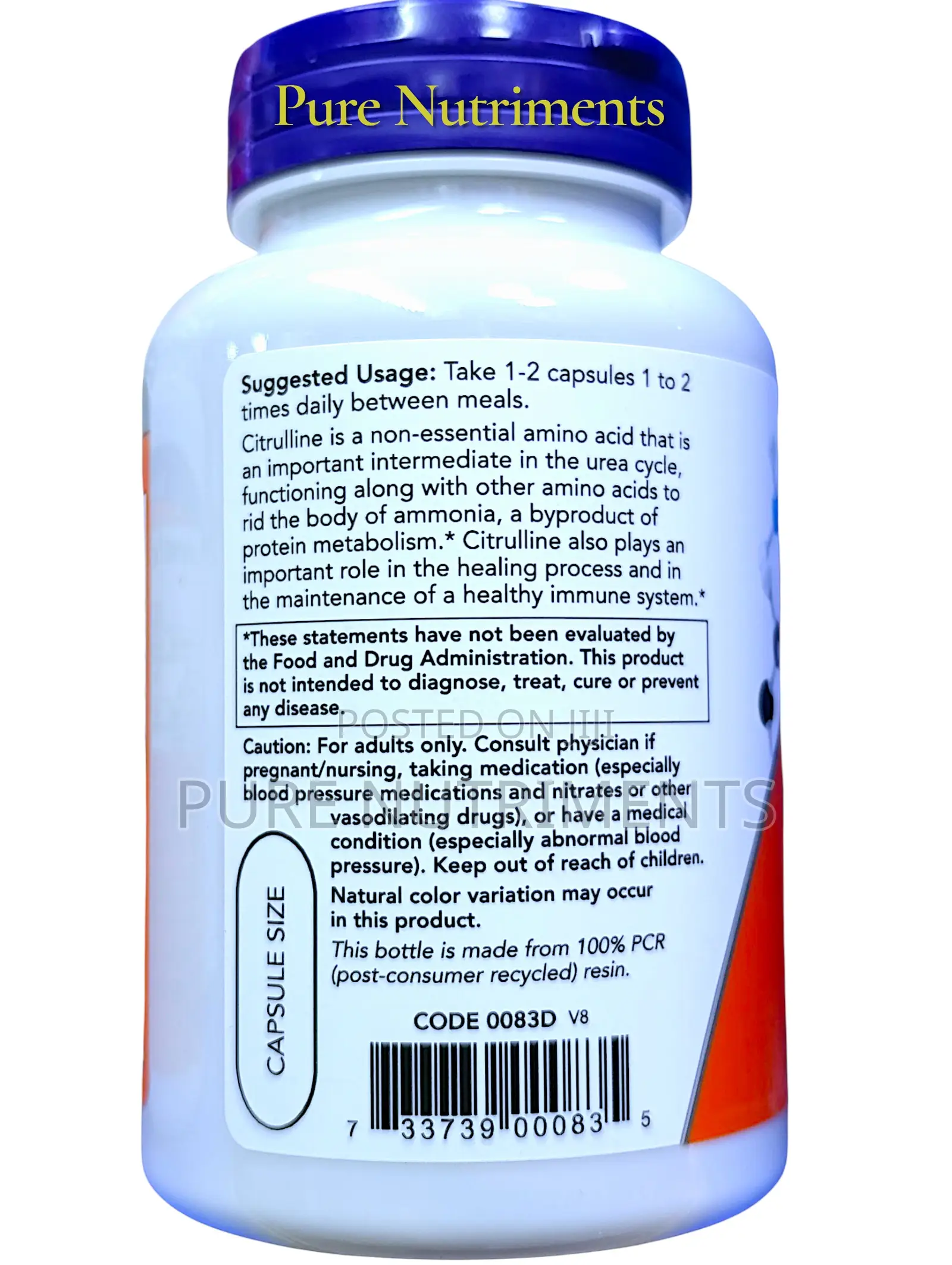 Now L-Citrulline 750mg Metabolism Support (90 Capsules)