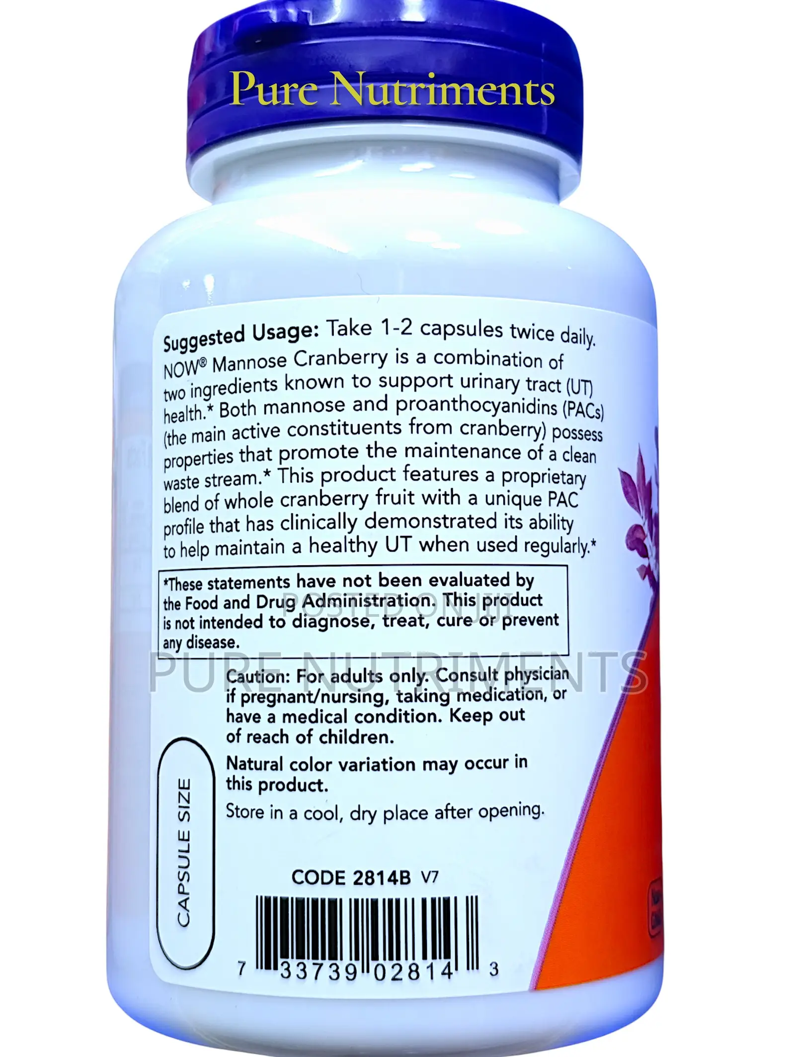 Now Mannose Cranberry Urinary Tract Support – 90 Capsules