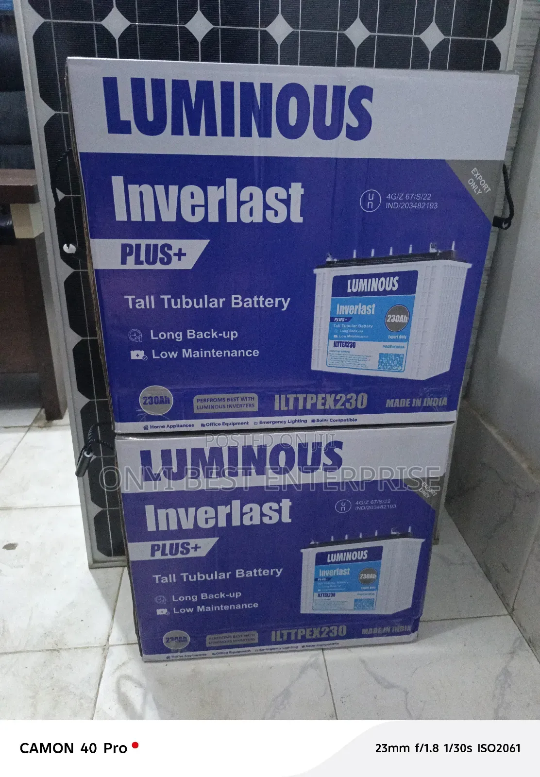 Luminous Inverlast Plus Solar Tubular Battery 230ah Available
