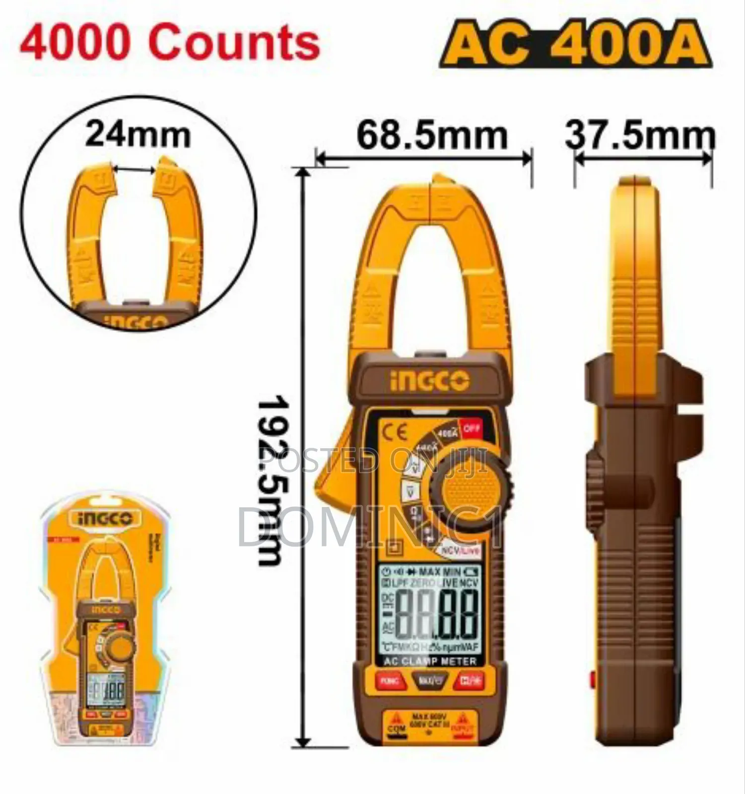 Ingco Dcm62002 Ac/Dc Digital Clamp Meter. 400ams