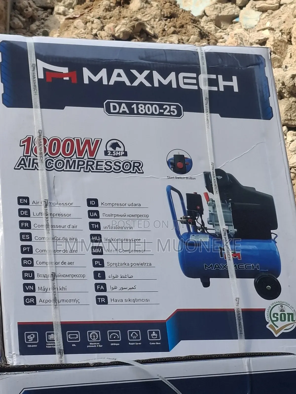 Axmech 1800w (2.5hp) Air Compressor – 25 Liters – Da 1800-25
