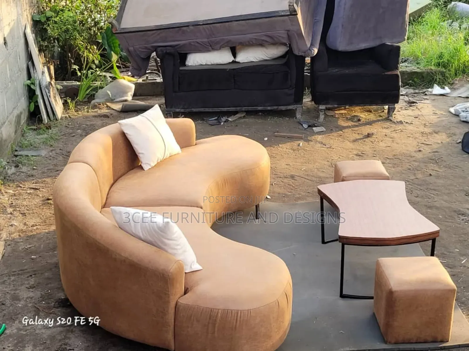 Brown Curved Couch