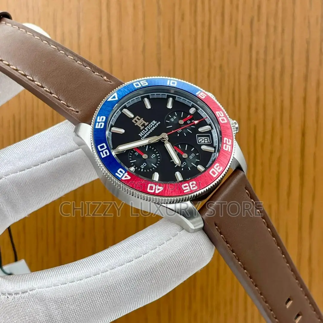 Tommy Hilfiger Quality Luxury Men Genuine Leather Wristwatch