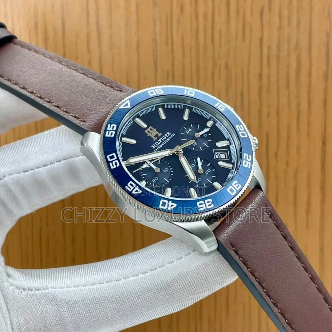 Tommy Hilfiger Quality Luxury Men Genuine Leather Wristwatch