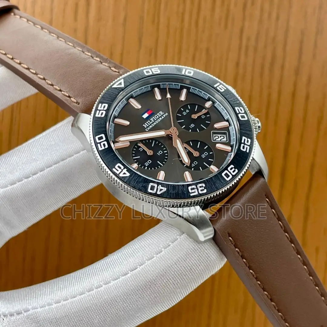 Tommy Hilfiger Quality Luxury Men Genuine Leather Wristwatch
