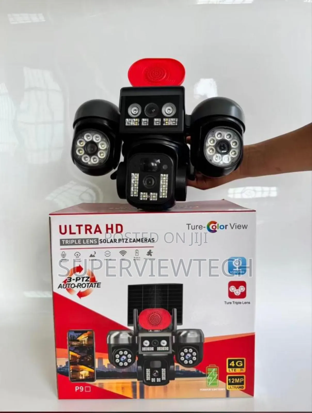 3 Lens 3 PTZ Auto Tracking Solar CCTV Camera