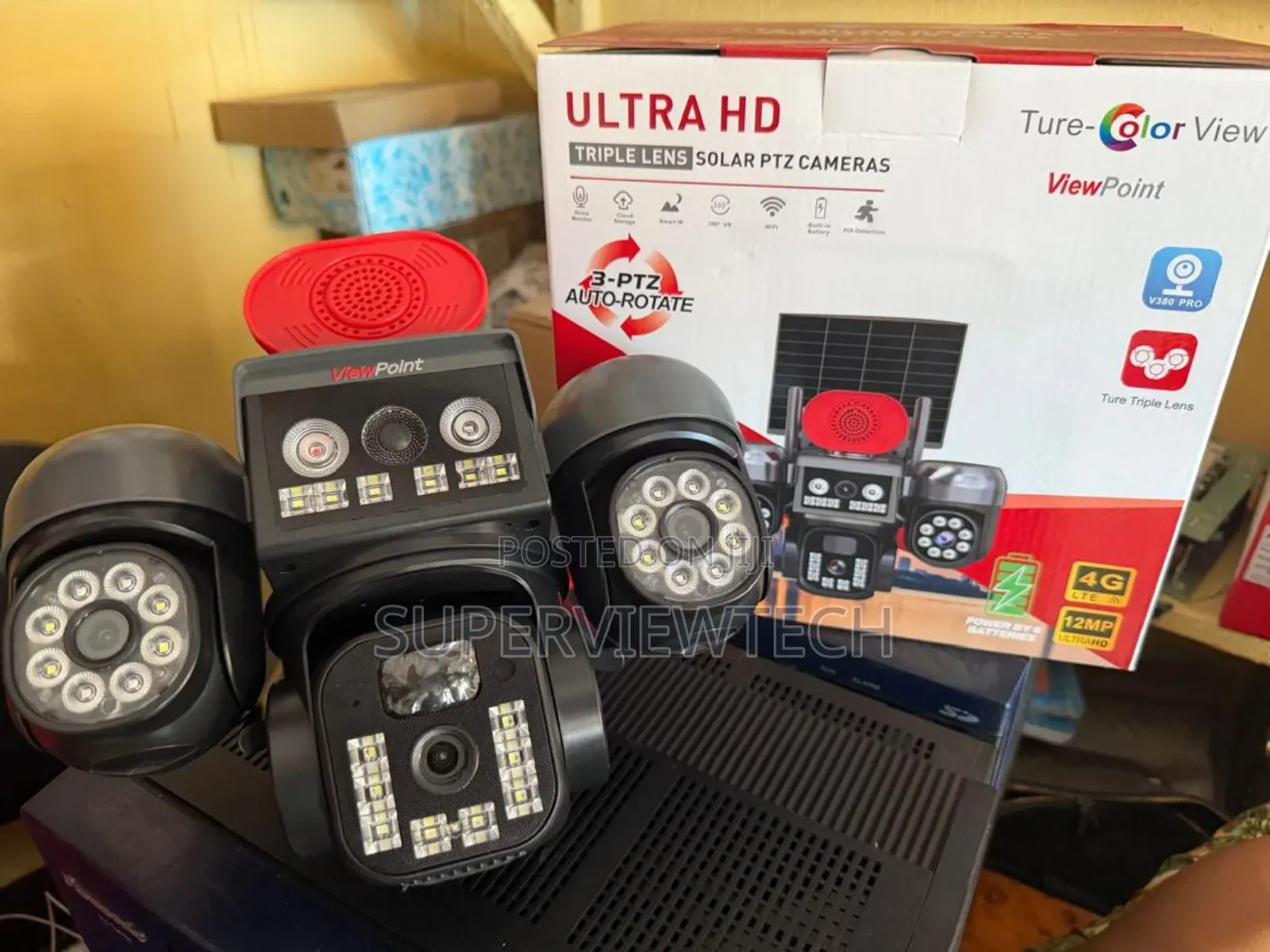 3 View 3 Ptz 360 Degrees Rotation Solar Cctv Camera