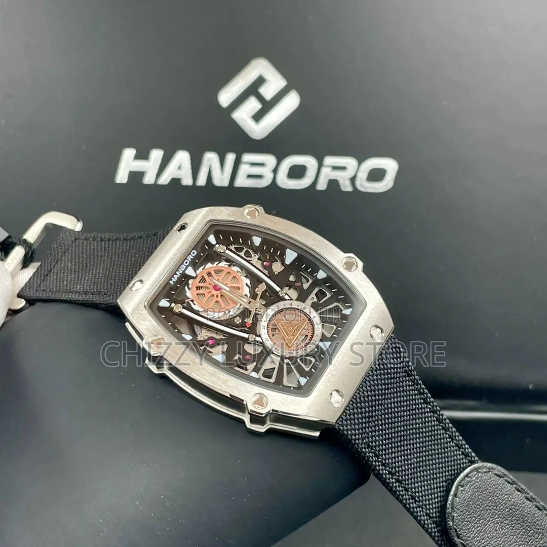 Hanboro Quality Luxury Men Chronograph Rubber Strap Wristwatch