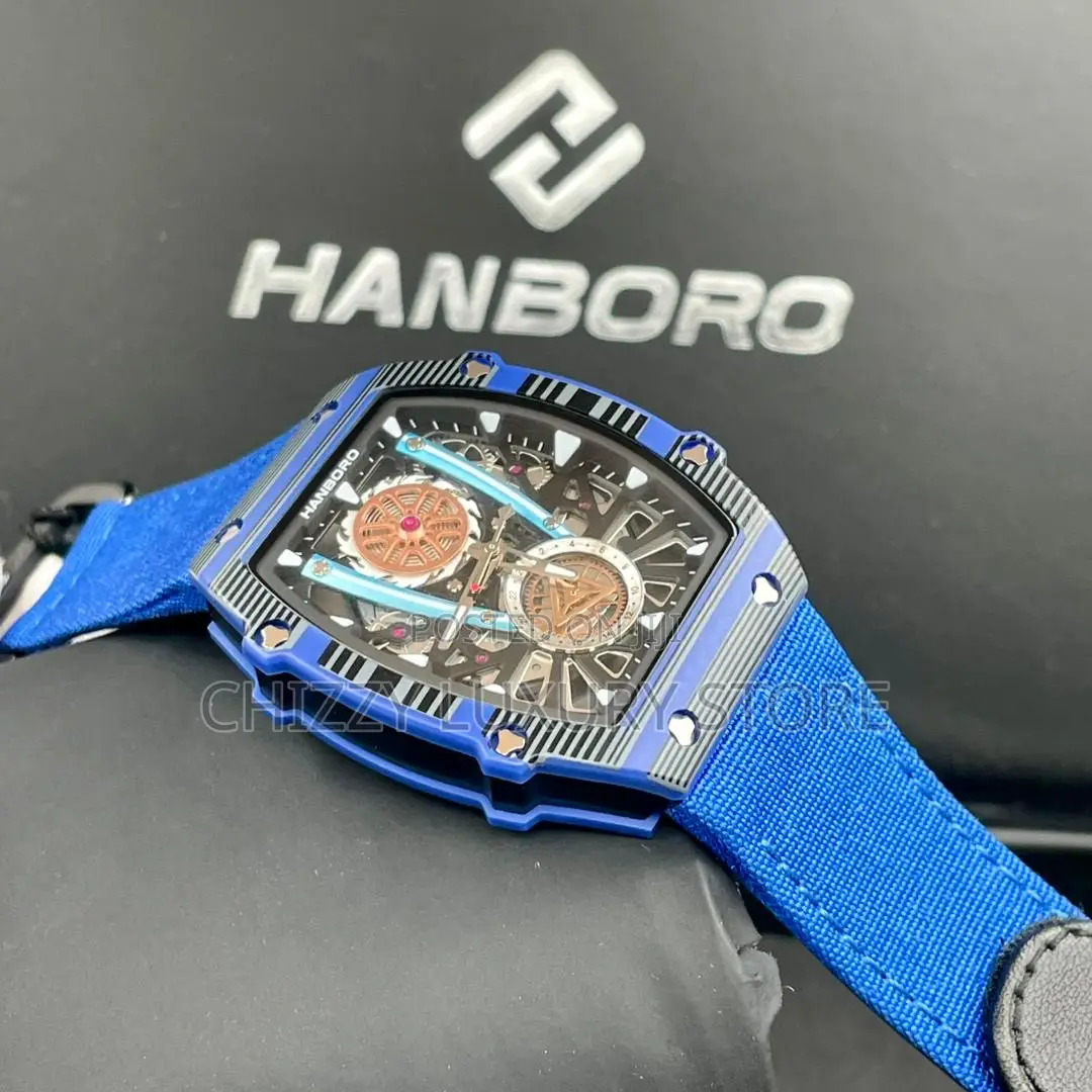 Hanboro Quality Luxury Men Chronograph Rubber Strap Wristwatch