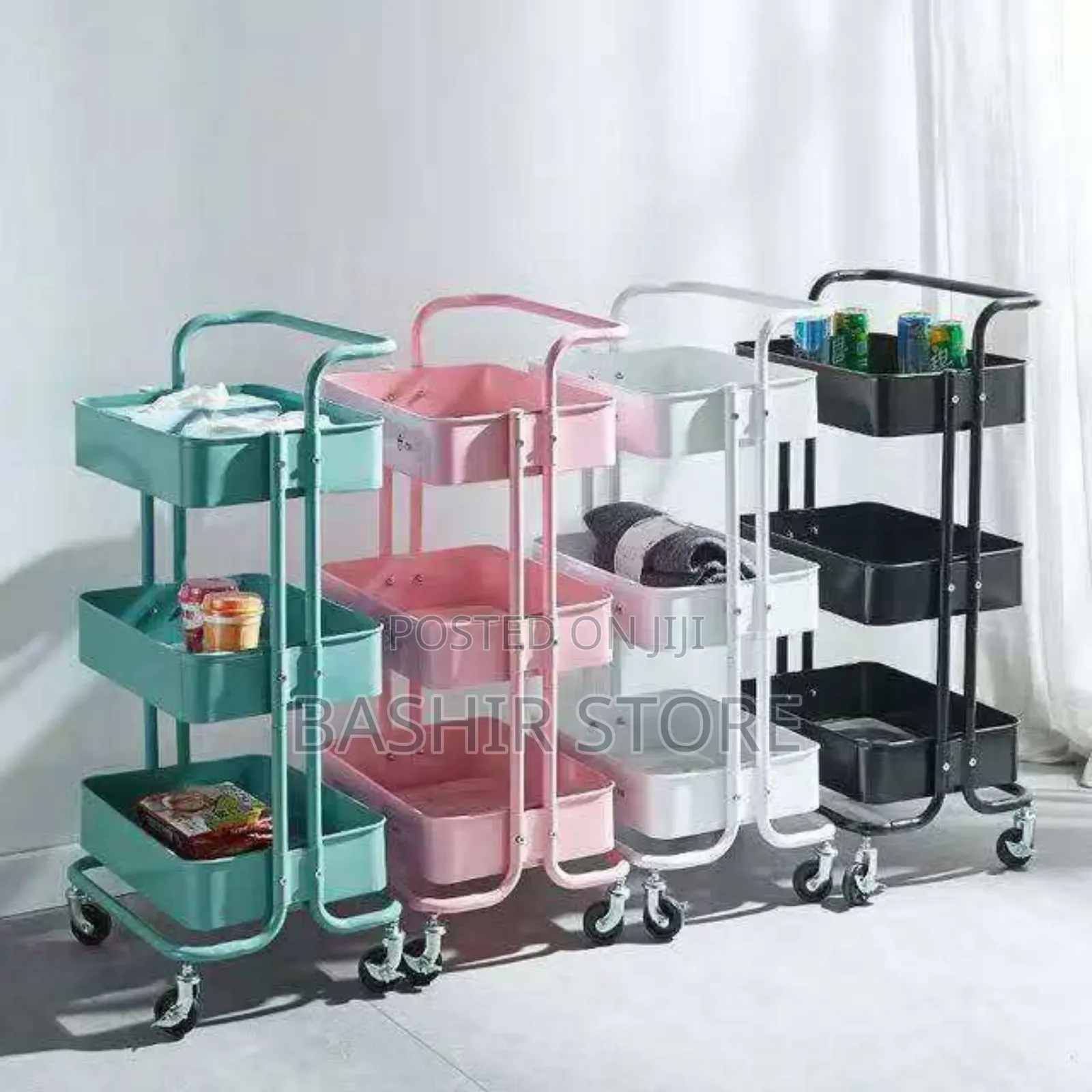 3-Tier Metal Rolling Utility Cart Organizer.