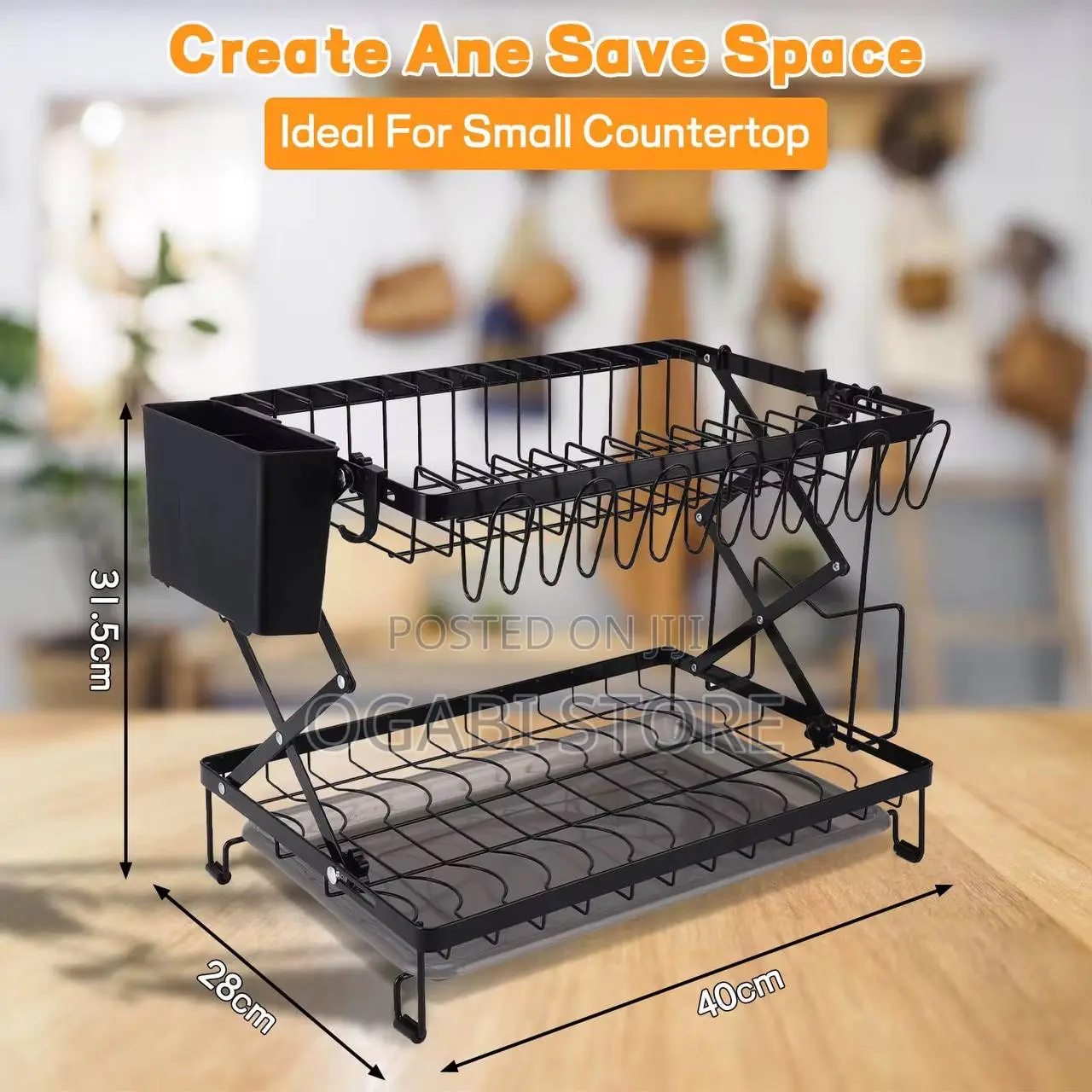 2-Tier Foldable Dish Drying Rack