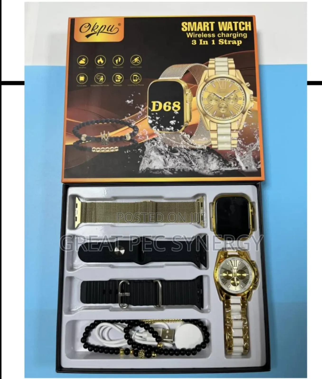 D68 Smart Watch Wireless Charging 3 In 1 Strap