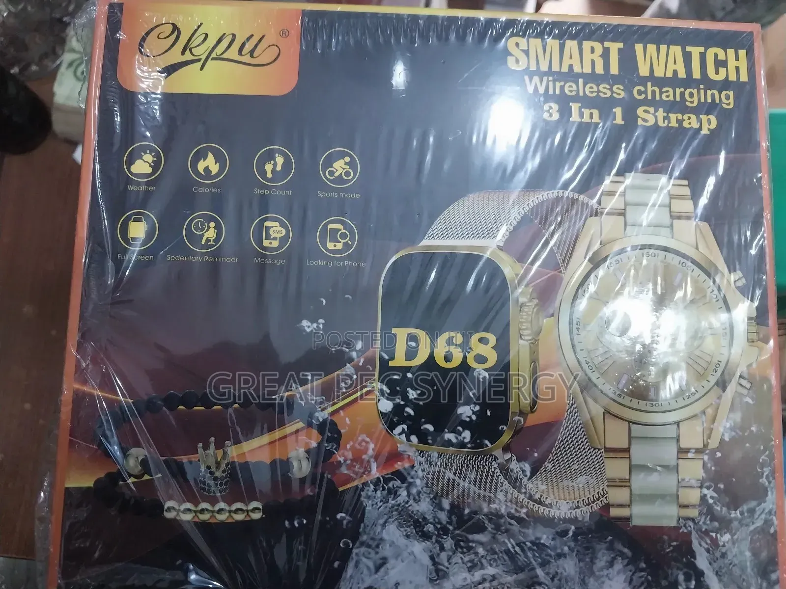 D68 Smart Watch Wireless Charging 3 In 1 Strap