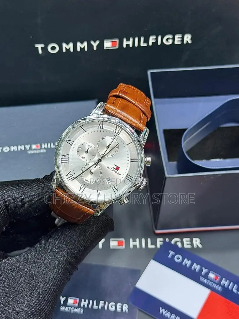 Tommy Hilfiger Quality Men Genuine Leather Wristwatch.