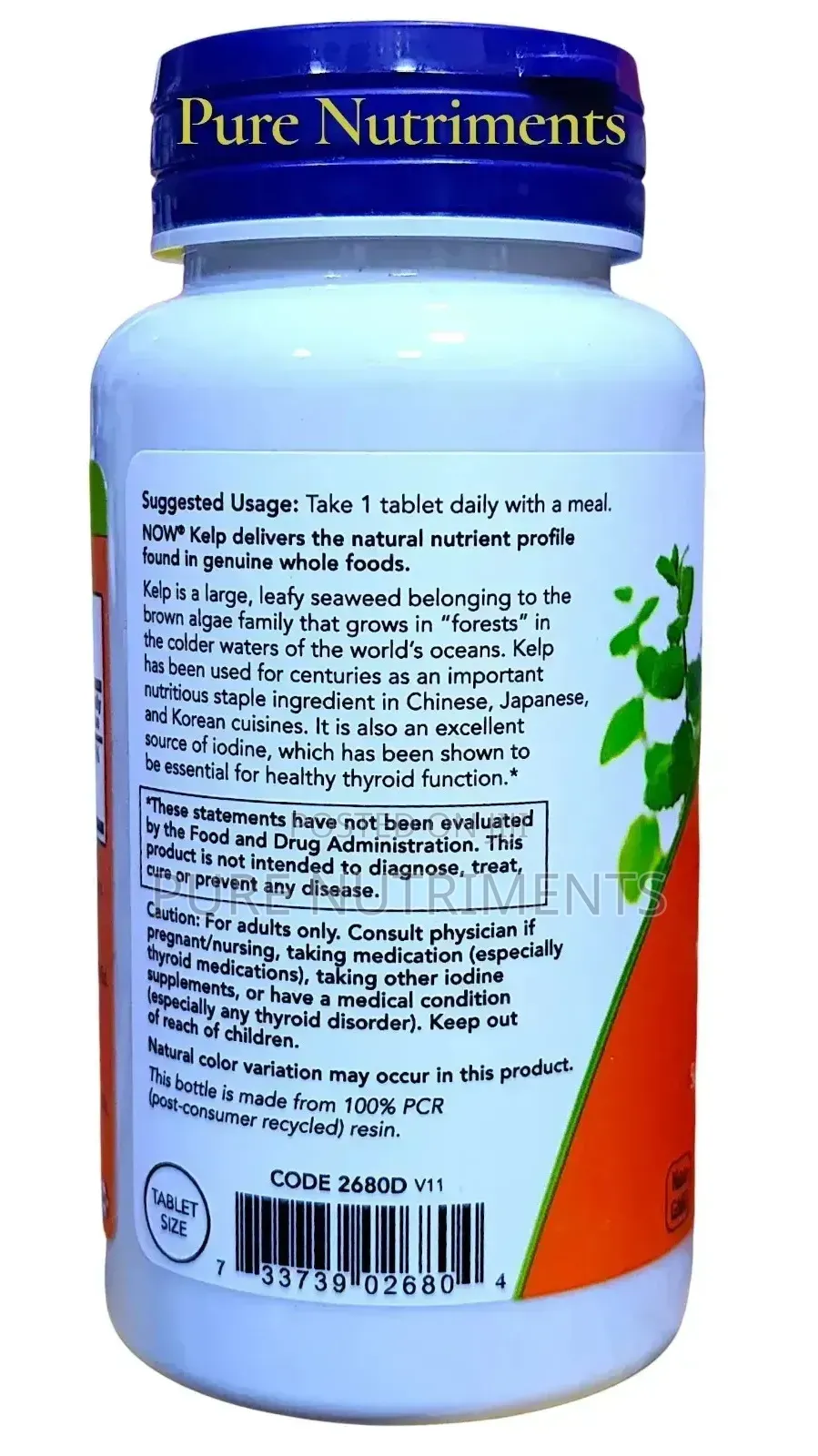 Now Kelp 150mcg Natural Iodine 200 Tablets – Thyroid Support