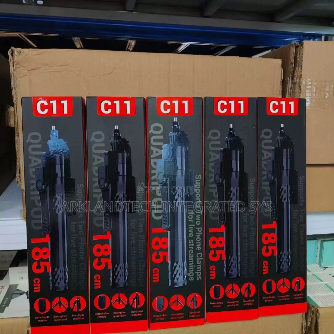 C11 Quadripod 185cm Supports Two Phones Clamps for Live Streaming 