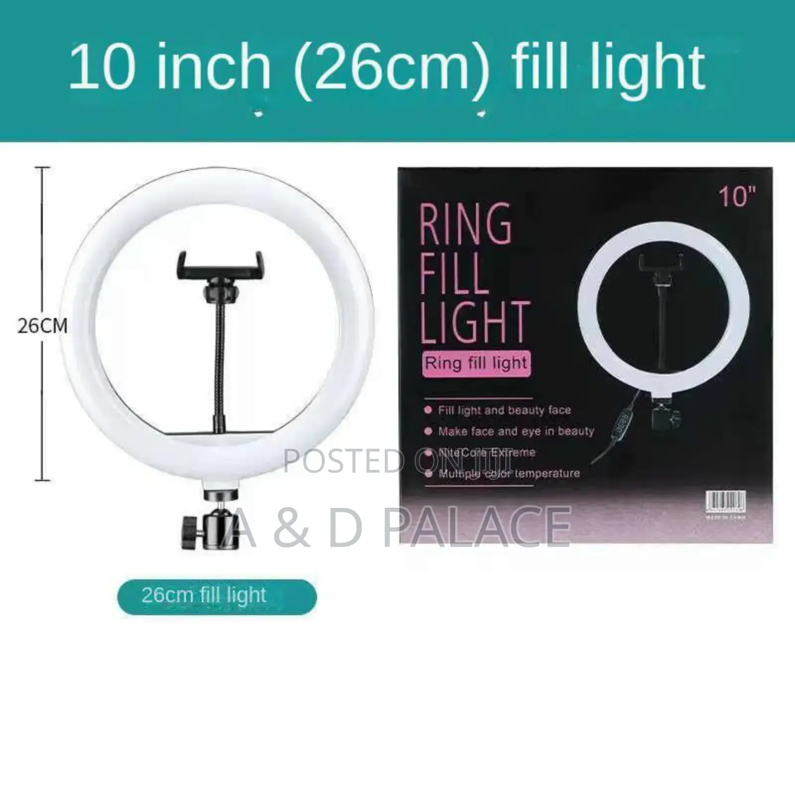 10 Iches Ringlights + Phone Holder 210cm Strong Adjustable