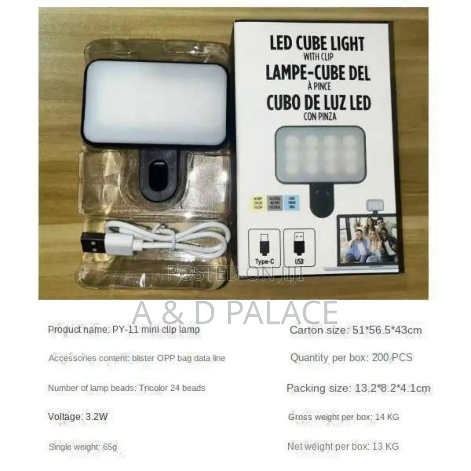 Rechargeable Led Cube Light for Phone Selfie, Laptop Video Streaming