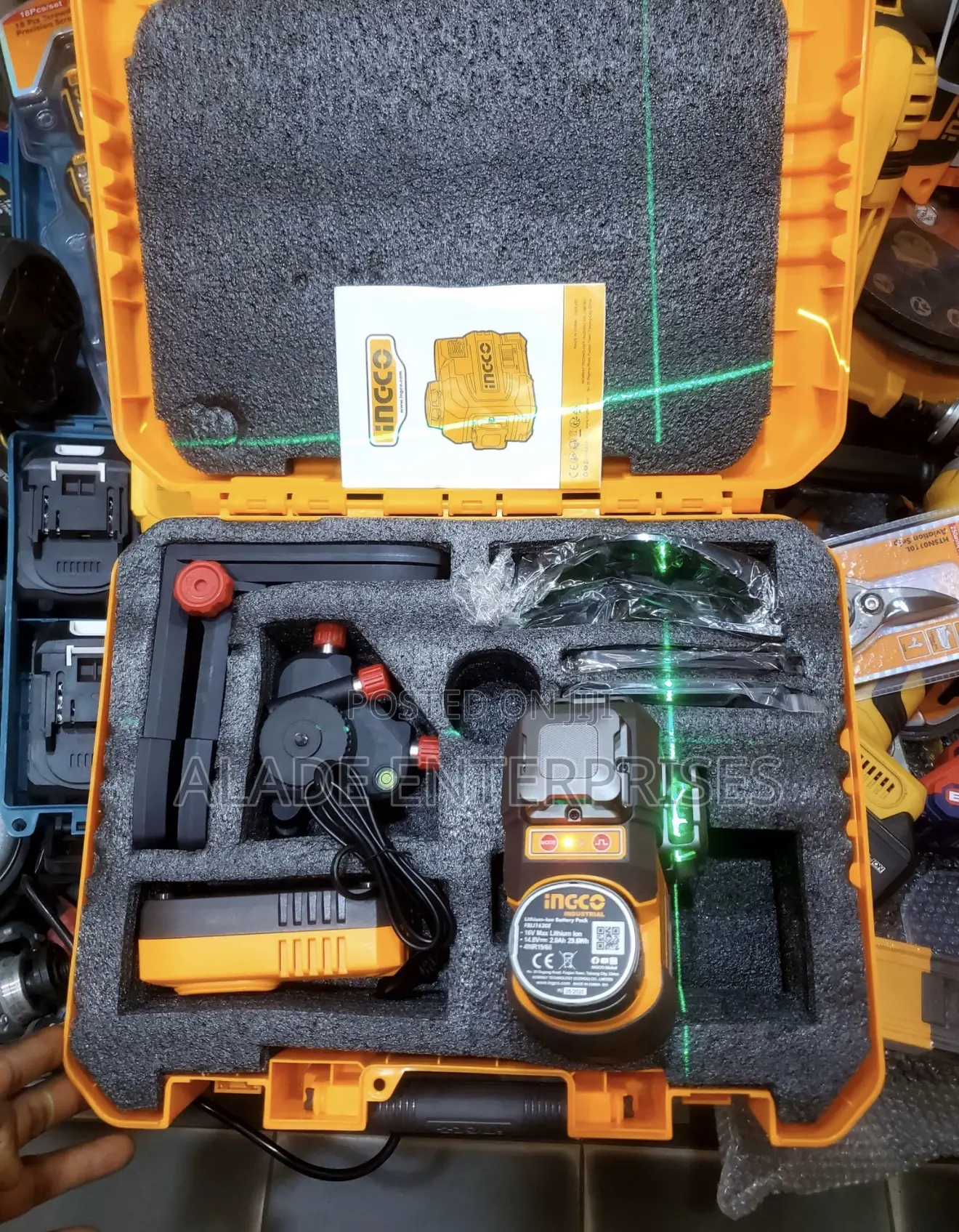 Ingco Cordless 16v Lithium-ion 3d Level Laser 16 Lines