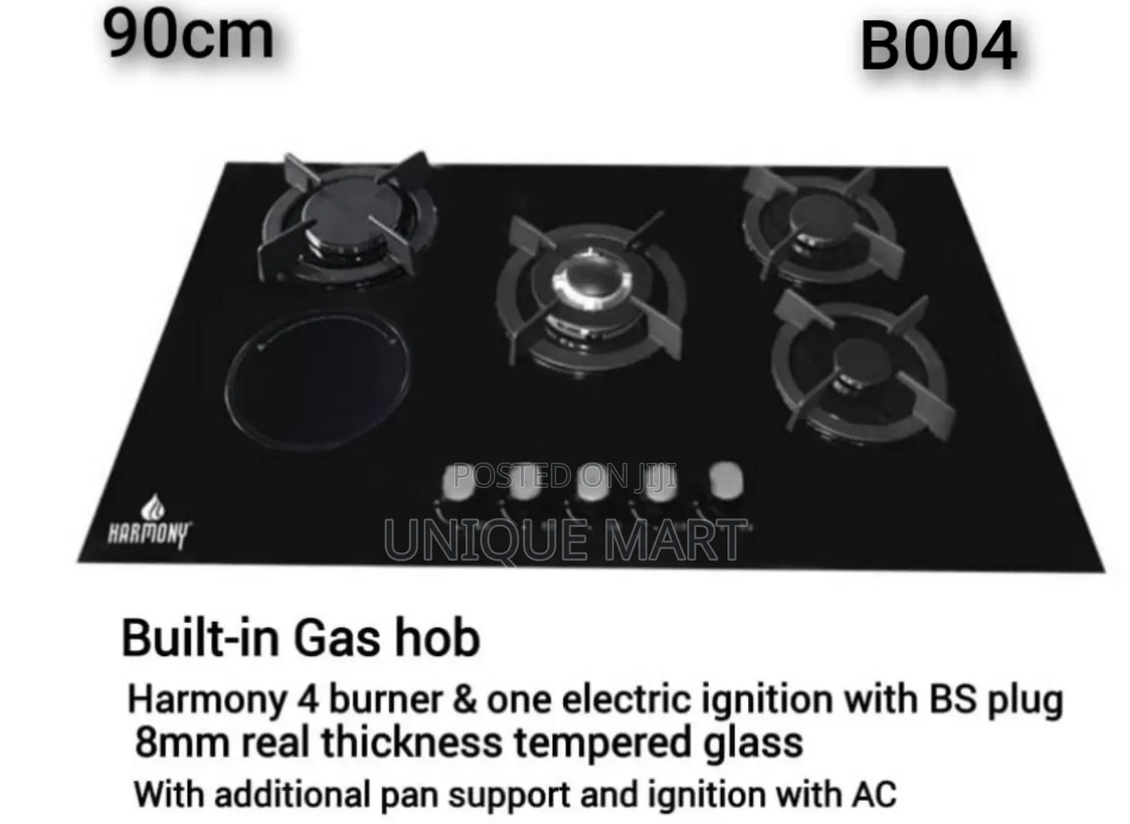 4 Gas Burner and 1 Electric Hotplate. Harmony: 60cm