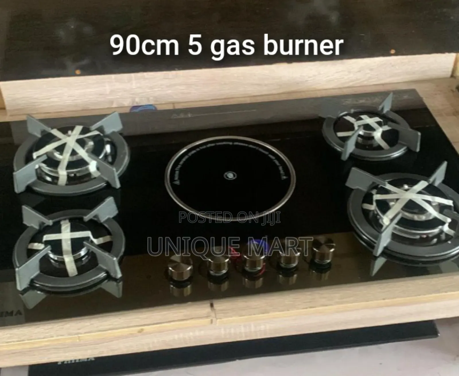 Phiima 4-Burner Built-in Gas and 1 Center Hotplate