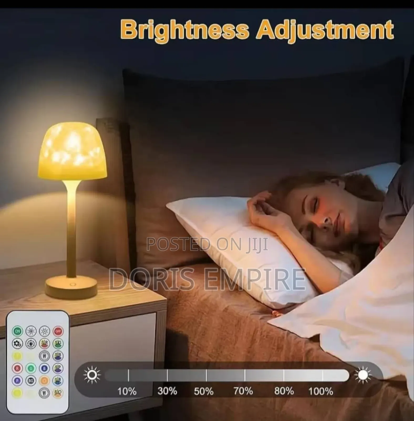 Rechargeable Bedside Ambient Water Ripple Bedside Lamp Remote.
