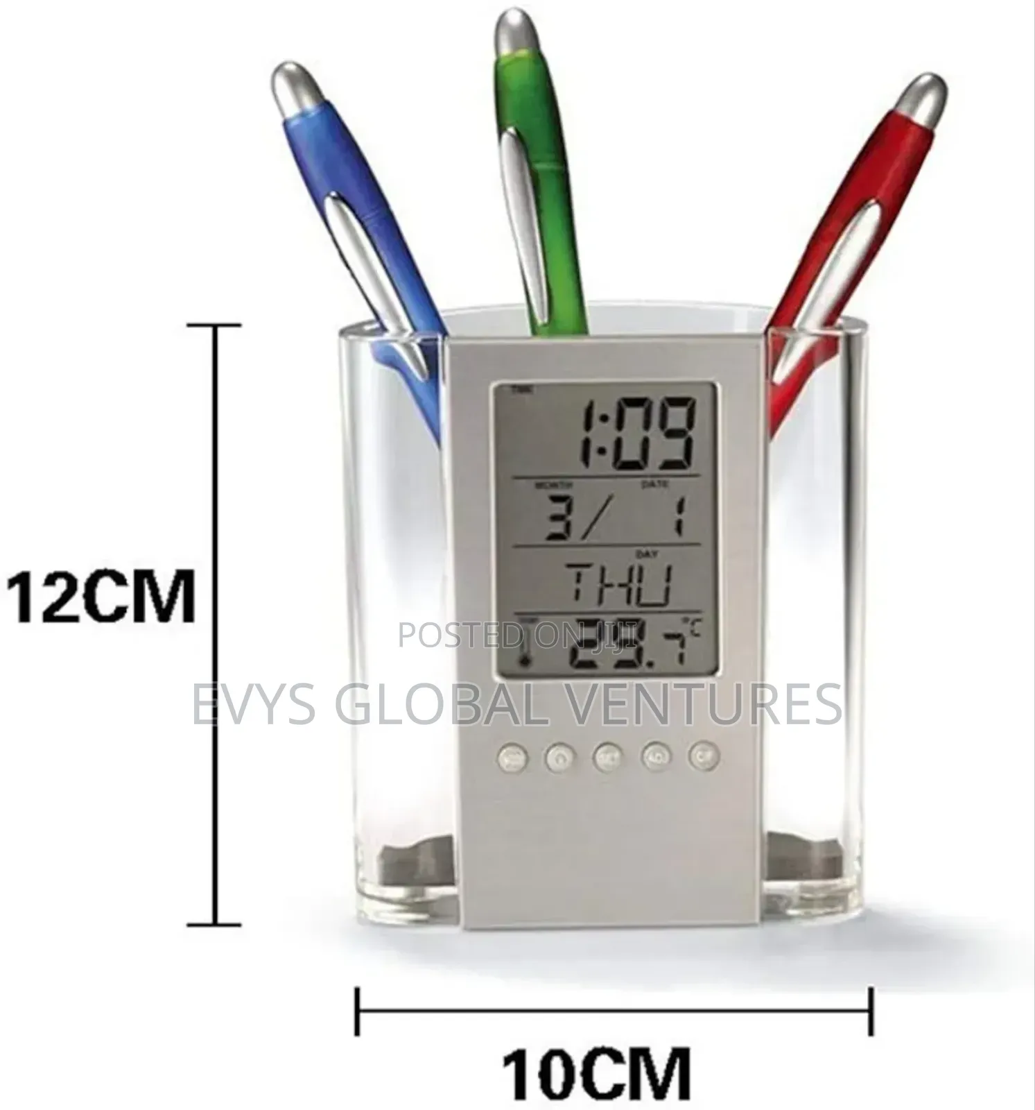 Pencil Holder Digital Desk Alarm Clock Pen Holder Calendar Timer