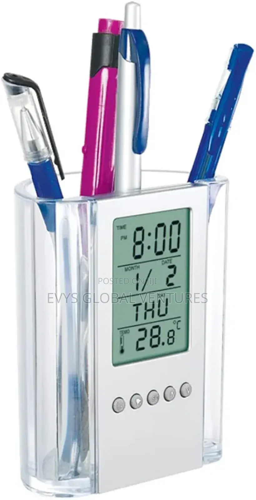 Pencil Holder Digital Desk Alarm Clock Pen Holder Calendar Timer