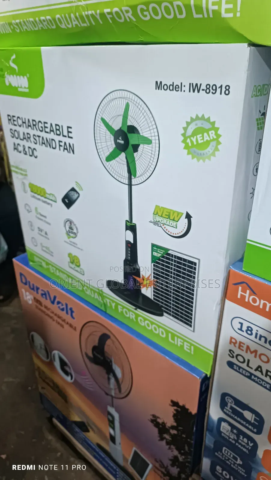 Iwin Solar Rechargeable Fan With Solar Panel