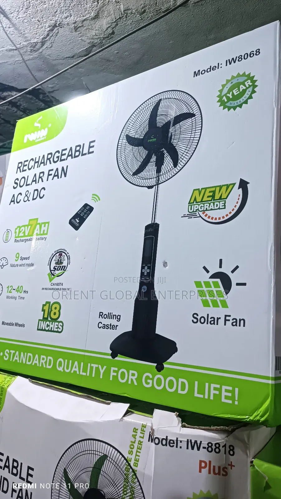 Iwin Solar Rechargeable Fan With Solar Panel