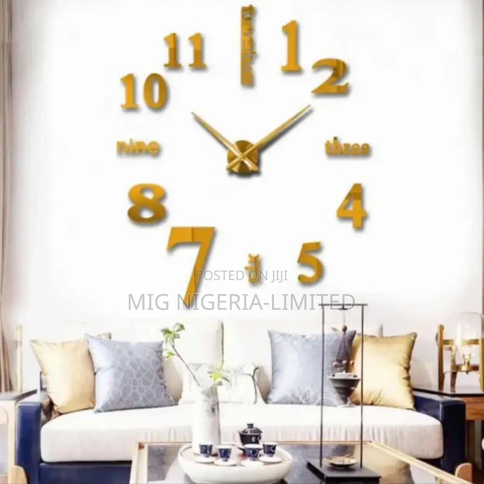 3d Diy Large Designer Wall Stickers Clock Black Silver Gold