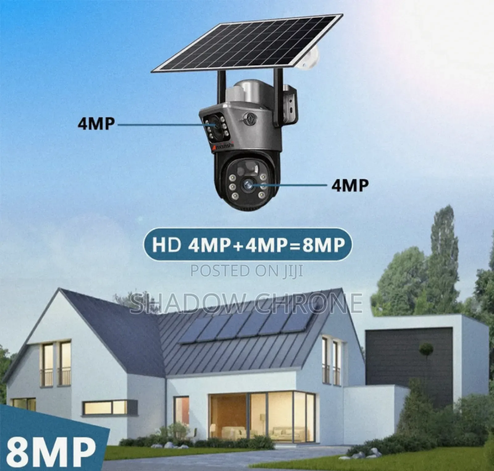8mp Solar Cctv Camera:Double Lens